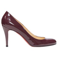 CHRISTIAN LOUBOUTIN Ron Ron 90 dark purple patent round toe pump EU39.5