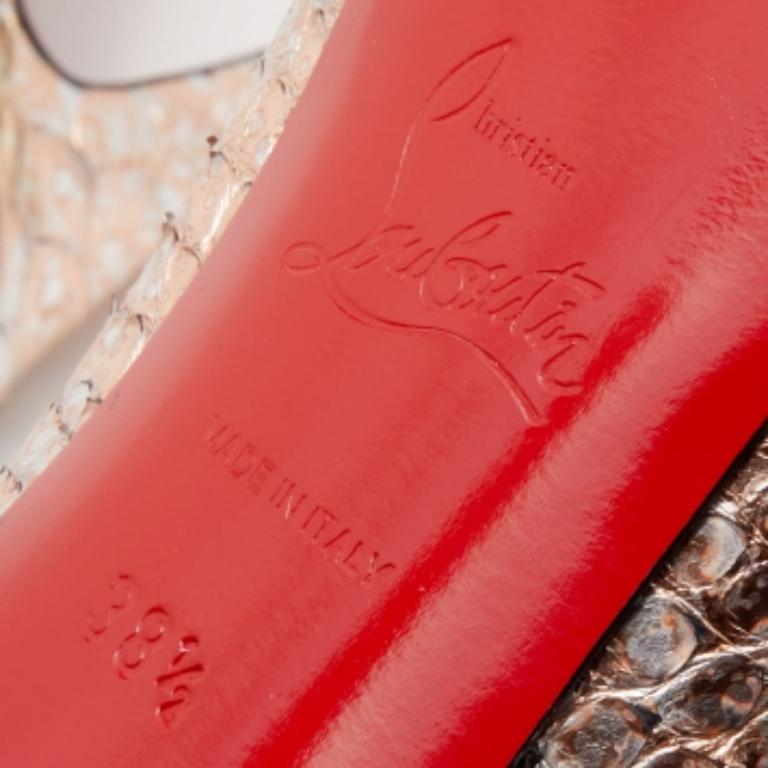 Christian Louboutin Bombas con puntera abierta Very Prive de pitón dorado rosa Tamaño 38.5 en venta 3