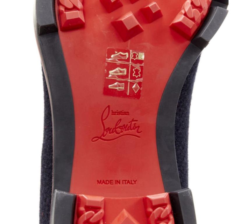 CHRISTIAN LOUBOUTIN Rossini Plat en tweed marine à bout pointu  semelle à crampons EU42 en vente 5