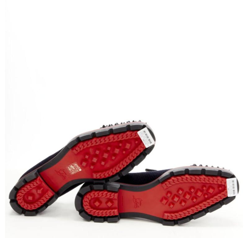 CHRISTIAN LOUBOUTIN Rossini Plat en tweed marine à bout pointu  semelle à crampons EU42 en vente 6