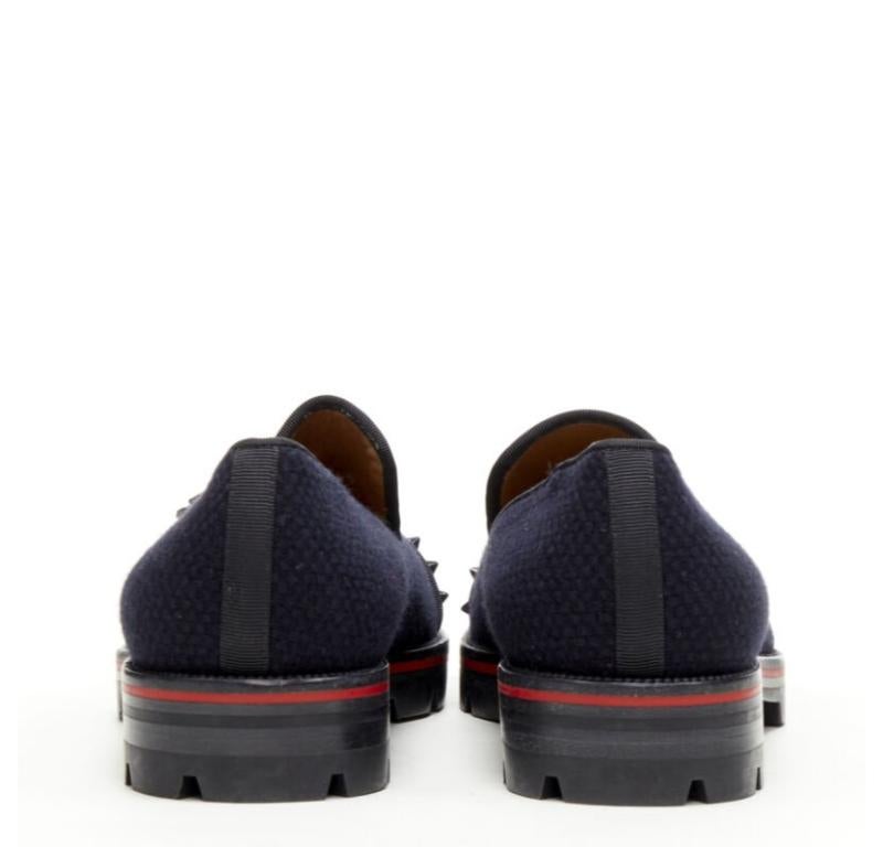 CHRISTIAN LOUBOUTIN Rossini Plat en tweed marine à bout pointu  semelle à crampons EU42 Pour hommes en vente