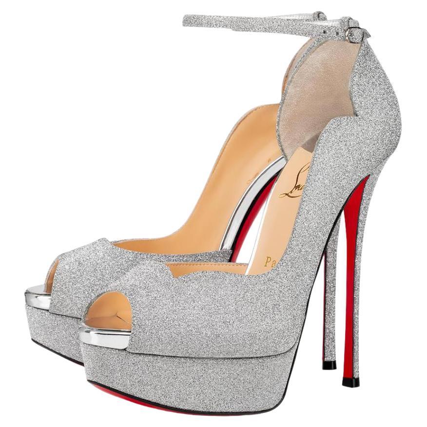 Christian Louboutin Round Chick Alta 150 Open Toe Pump Sz 38 For Sale