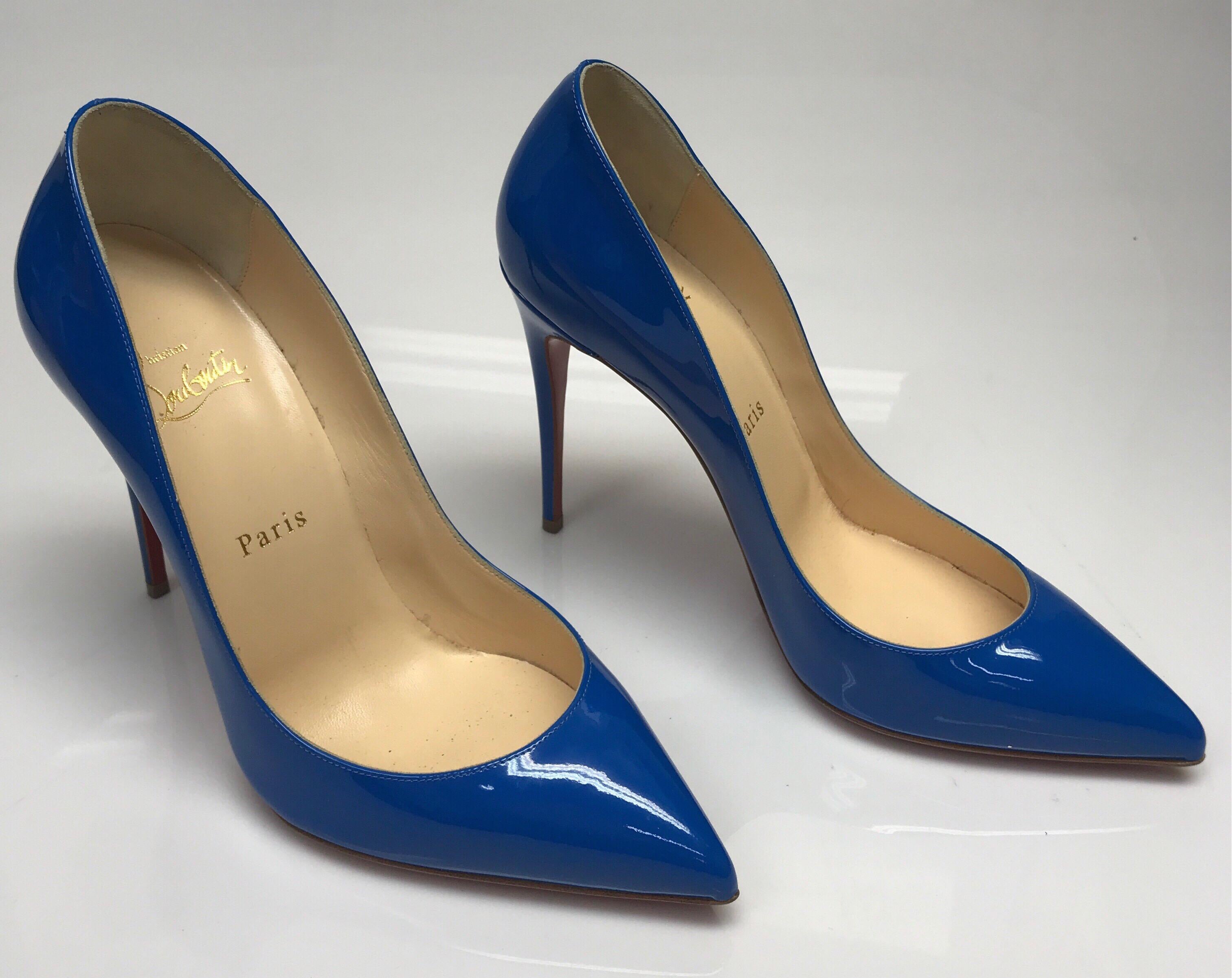 CHRISTIAN LOUBOUTIN Royal Blue Patent Pumps - 39 at 1stDibs