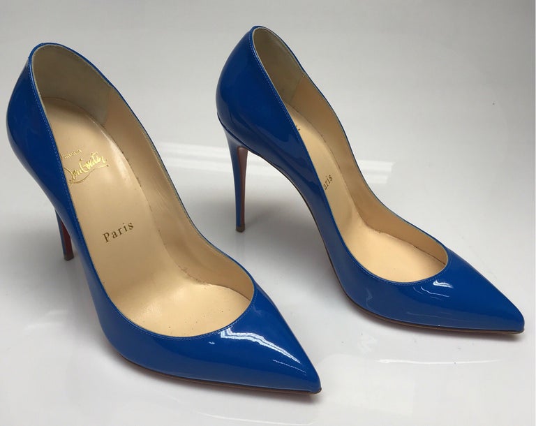 CHRISTIAN LOUBOUTIN Royal Blue Patent Pumps - at 1stDibs | blue red bottoms, royal blue christian heels