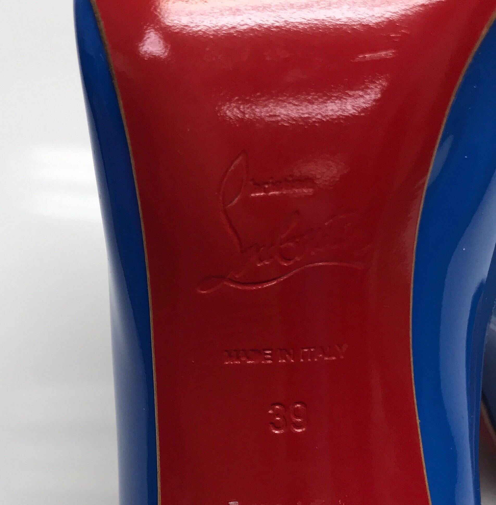 Women's CHRISTIAN LOUBOUTIN Royal Blue Patent Pumps - 39