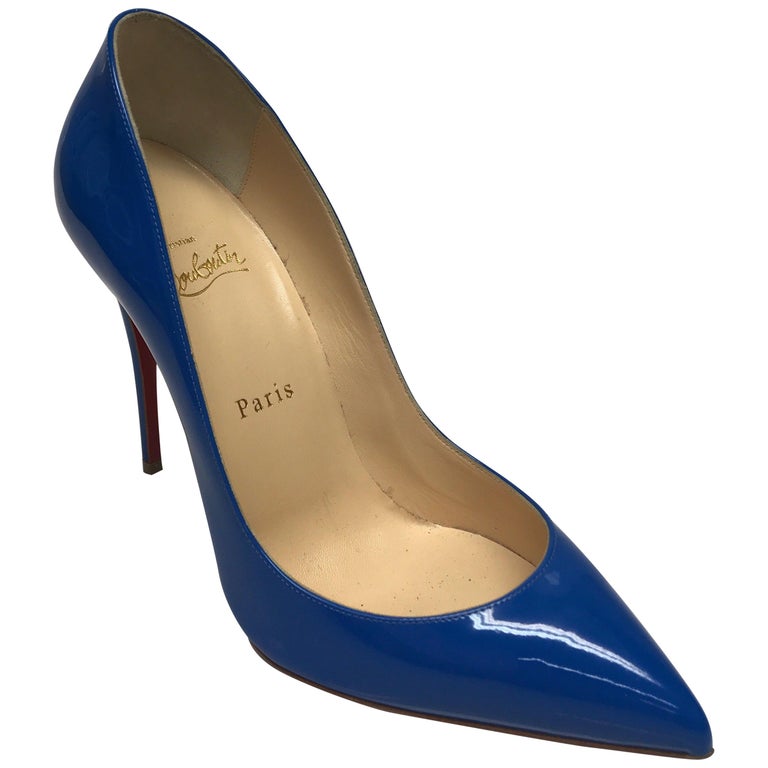 CHRISTIAN LOUBOUTIN Royal Blue Patent Pumps - 39 For Sale at 1stdibs