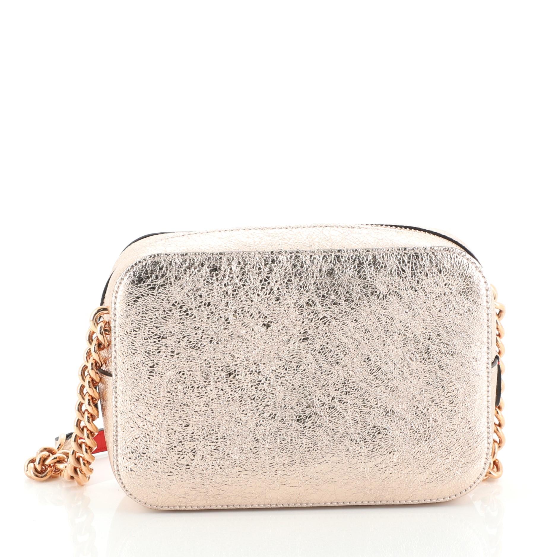 Christian Louboutin Rubylou Crossbody Bag Metallic Leather Mini In Good Condition In NY, NY