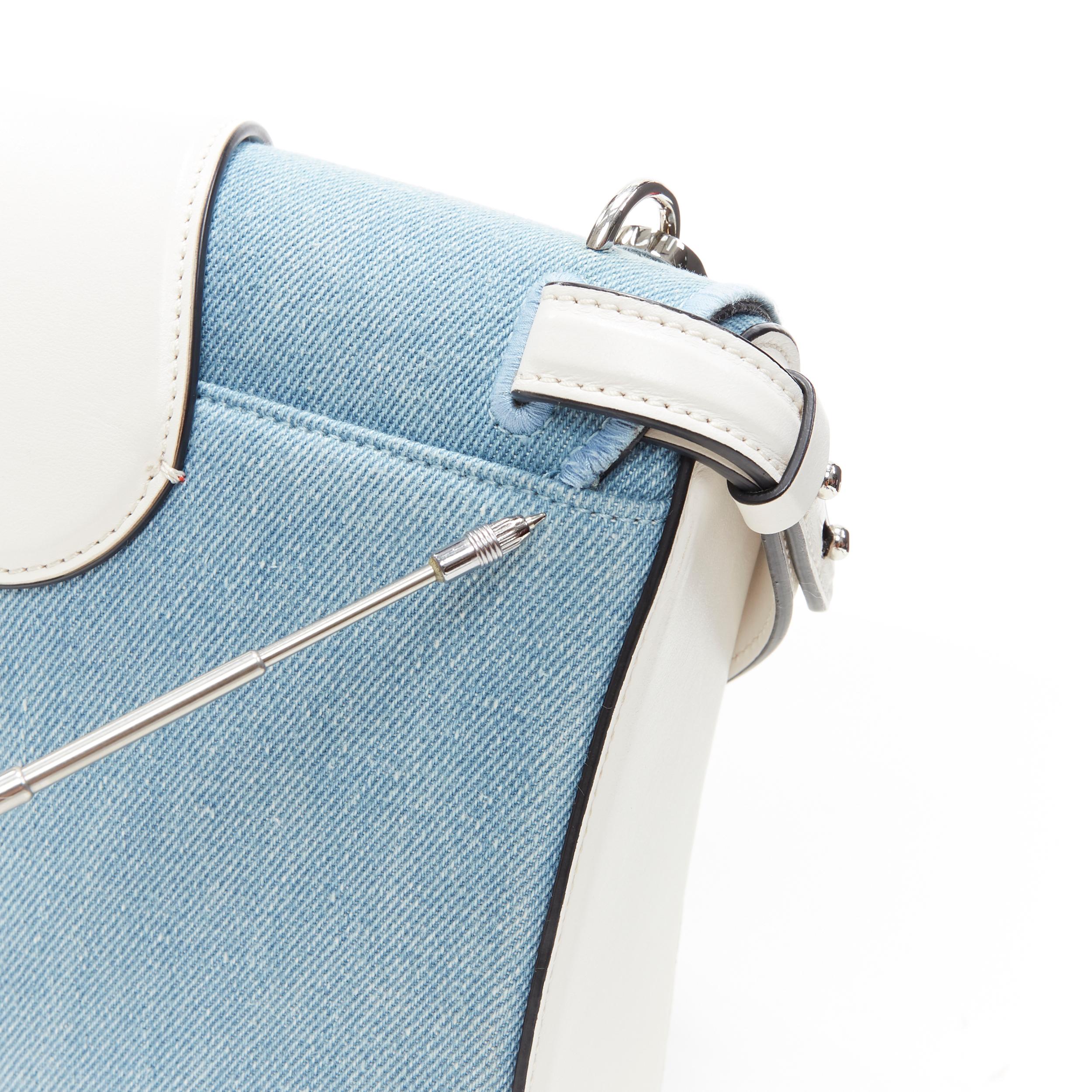 CHRISTIAN LOUBOUTIN Borsa a tracolla con catena in denim blu chiaro con paillettes Love Rubylou Love 5
