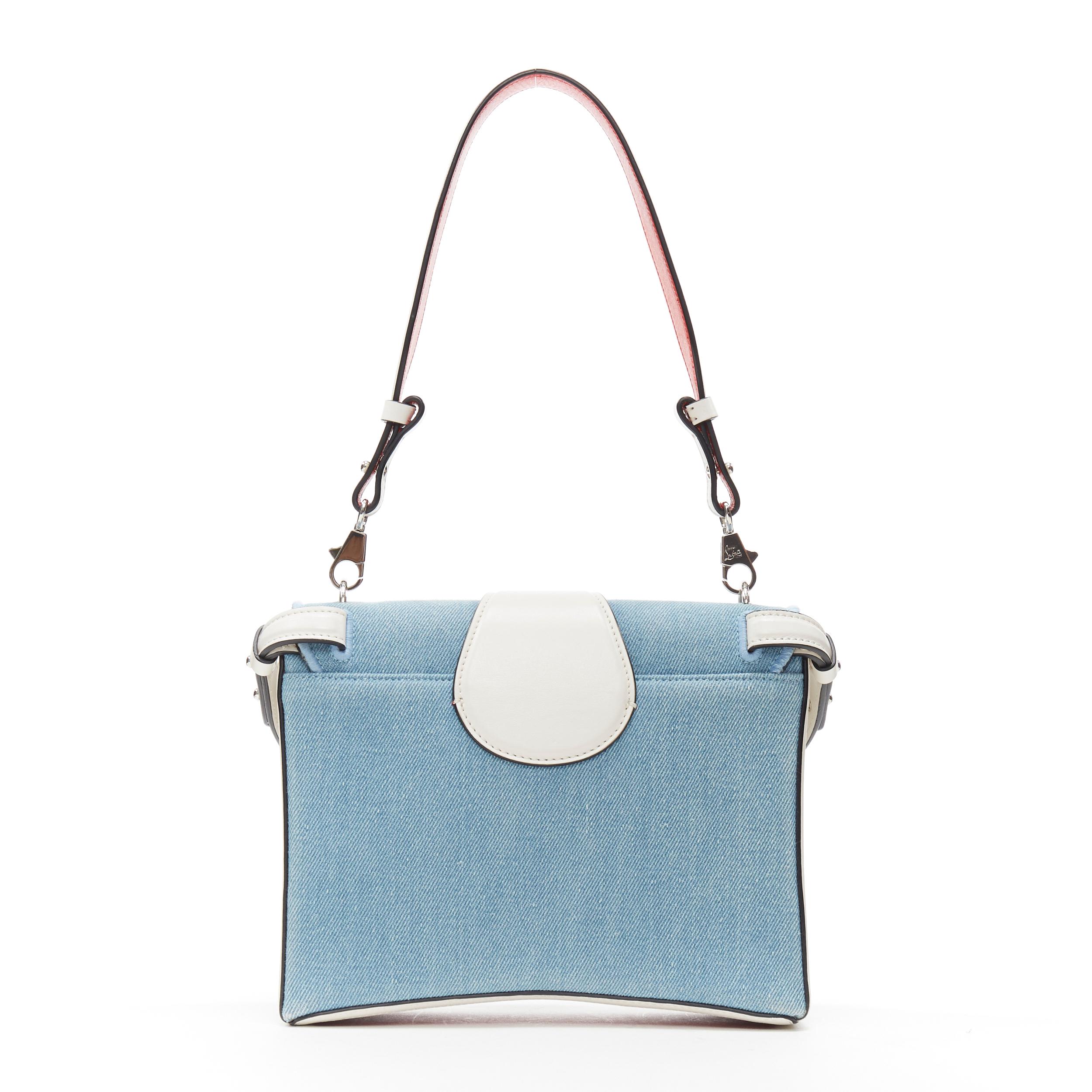 Donna CHRISTIAN LOUBOUTIN Borsa a tracolla con catena in denim blu chiaro con paillettes Love Rubylou Love