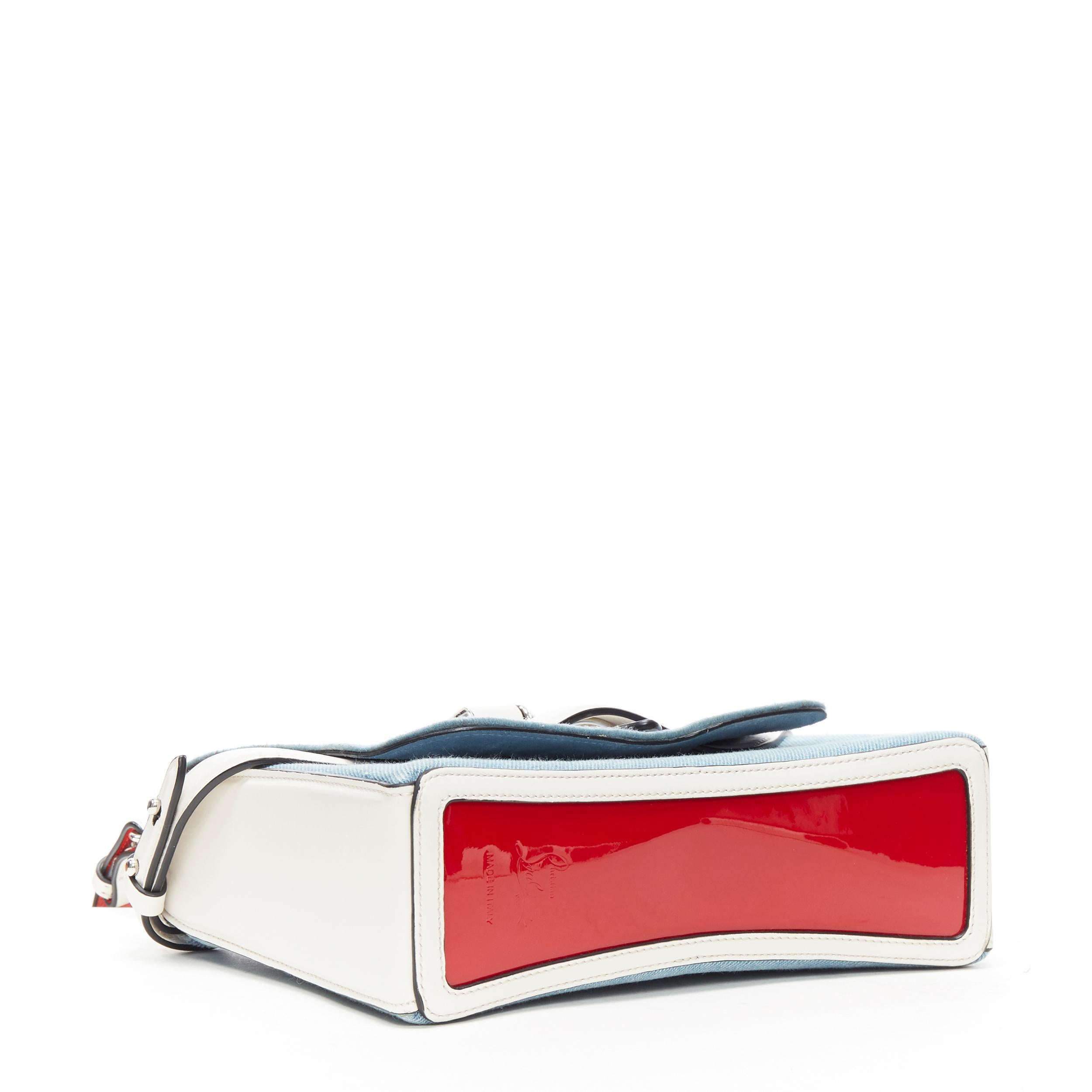 CHRISTIAN LOUBOUTIN Borsa a tracolla con catena in denim blu chiaro con paillettes Love Rubylou Love 1