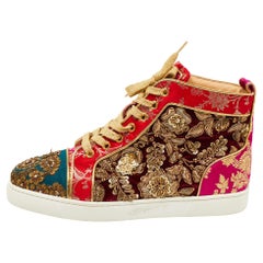 Christian Louboutin Sabyasachi Mukherjee Multicolor Fabric Top Sneakers Size 38