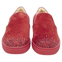 CHRISTIAN LOUBOUTIN Sailor Boat red suede degrade strass low sneaker EU41.5
