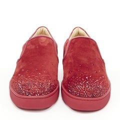 CHRISTIAN LOUBOUTIN Sailor Boat red suede degrade strass low sneaker EU41.5