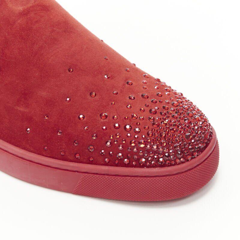 Marron CHRISTIAN LOUBOUTIN Sailor Boat daim rouge dégradé strass bas baskets EU41.5 en vente