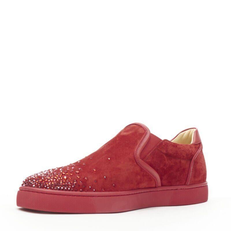 CHRISTIAN LOUBOUTIN Sailor Boat daim rouge dégradé strass bas baskets EU41.5 Pour hommes en vente