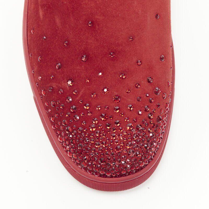 CHRISTIAN LOUBOUTIN Sailor Boat daim rouge dégradé strass bas baskets EU41.5 en vente 3