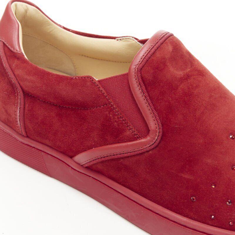 CHRISTIAN LOUBOUTIN Sailor Boat daim rouge dégradé strass bas baskets EU41.5 en vente 4