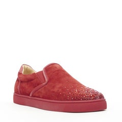 CHRISTIAN LOUBOUTIN Sailor Boat red suede degrade strass low sneaker EU42