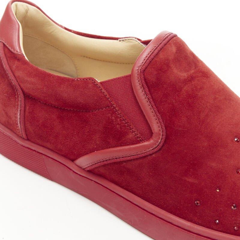 CHRISTIAN LOUBOUTIN Sailor Boat daim rouge dégradé strass bas baskets EU42 en vente 4