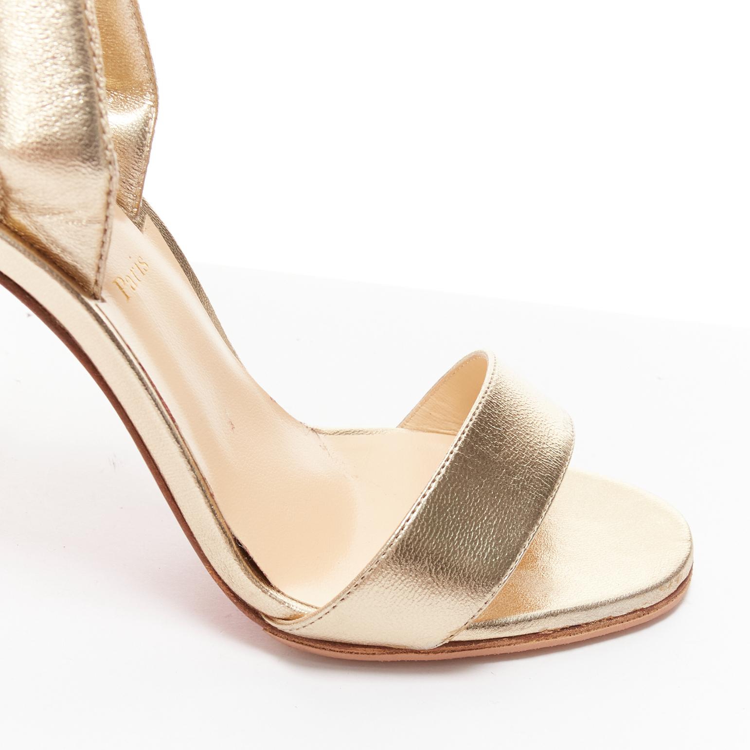 CHRISTIAN LOUBOUTIN Samotresse 100 metallic gold winged heel sandal EU38.5 For Sale 3