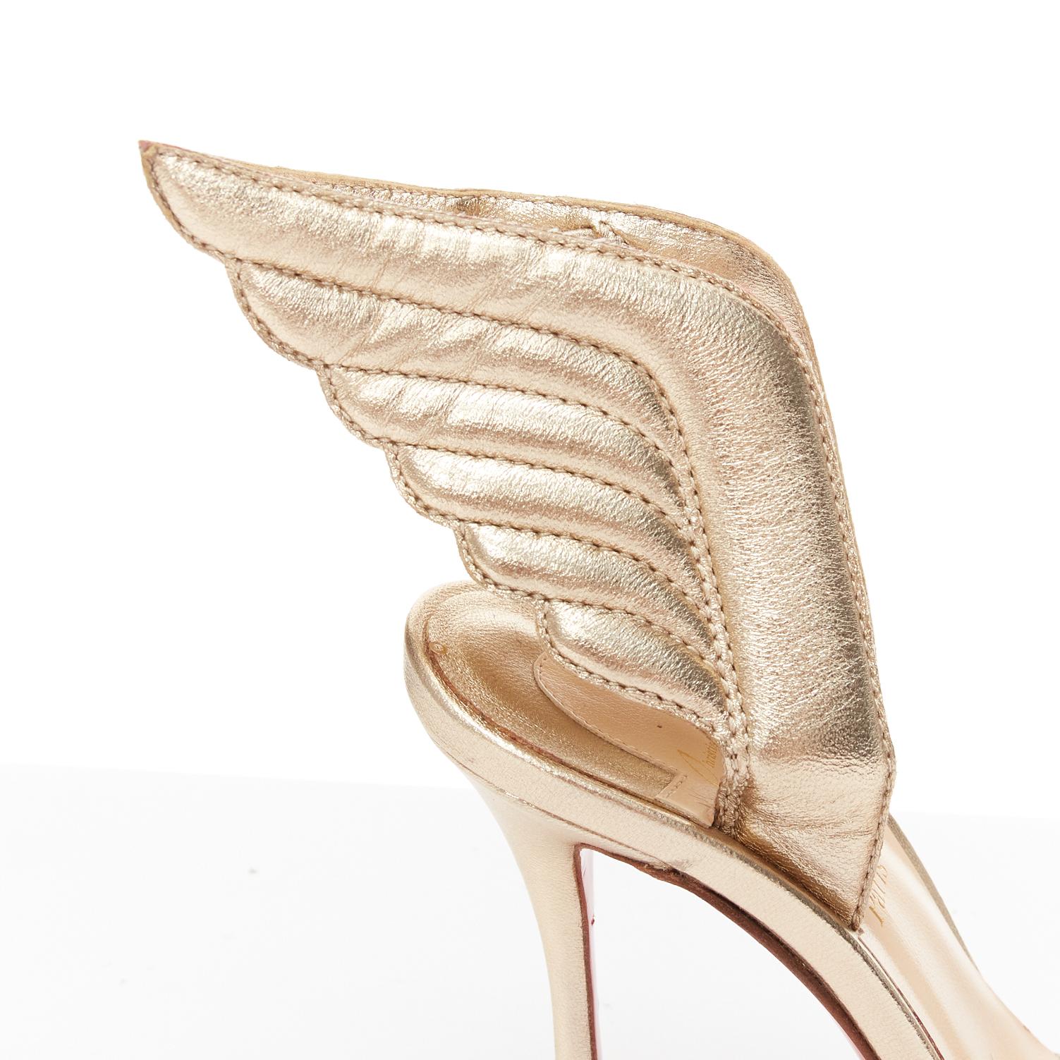 CHRISTIAN LOUBOUTIN Samotresse 100 metallic gold winged heel sandal EU38.5 For Sale 4