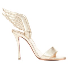 CHRISTIAN LOUBOUTIN Samotresse 100 metallic gold winged heel sandal EU38.5