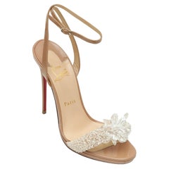 CHRISTIAN LOUBOUTIN Sandals Patent Leather CRYSTAL QUEEN Heel Ankle Strap 39