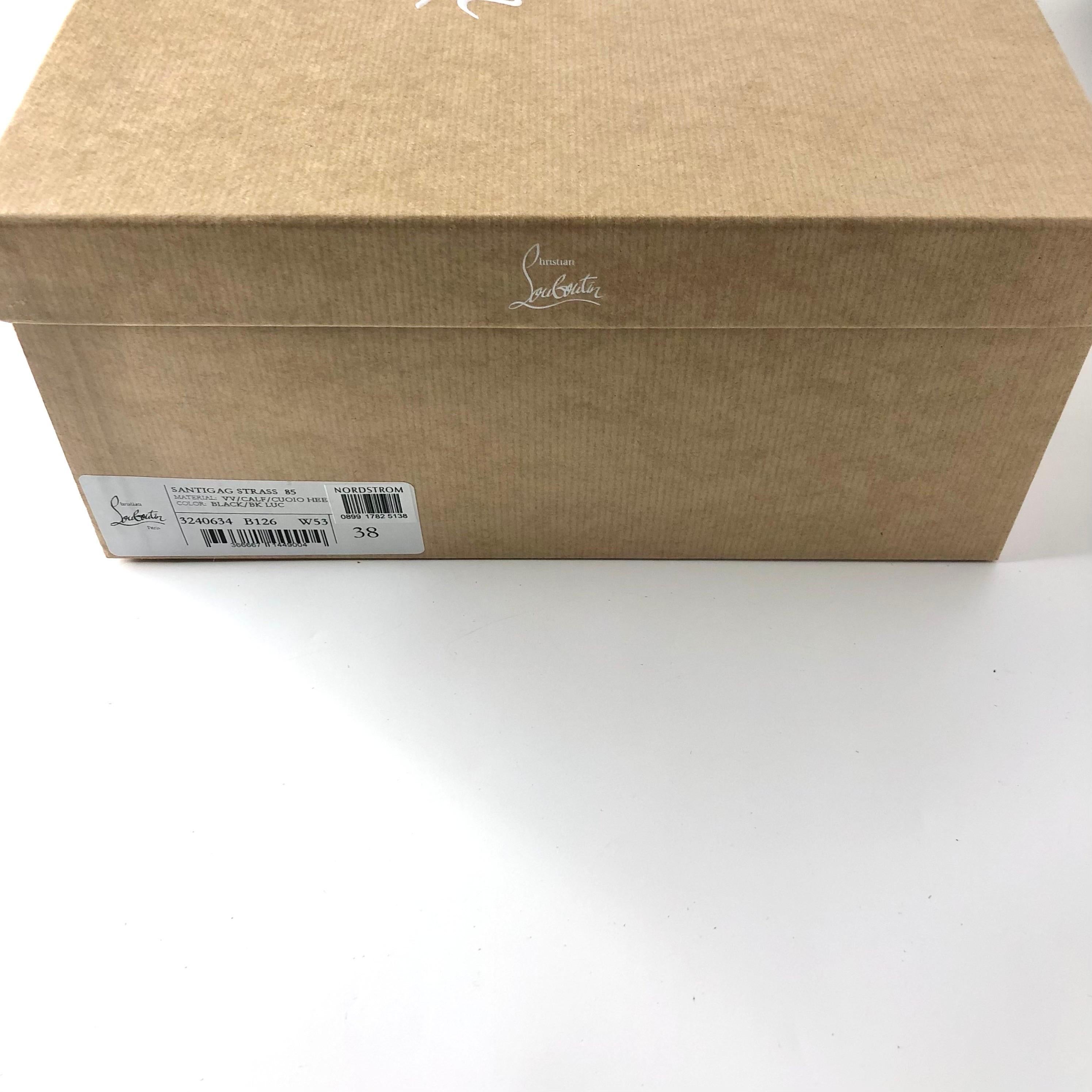 Christian Louboutin Santigag Strass 85 Stivali bassi in camoscio nero stile western 38 in vendita 6