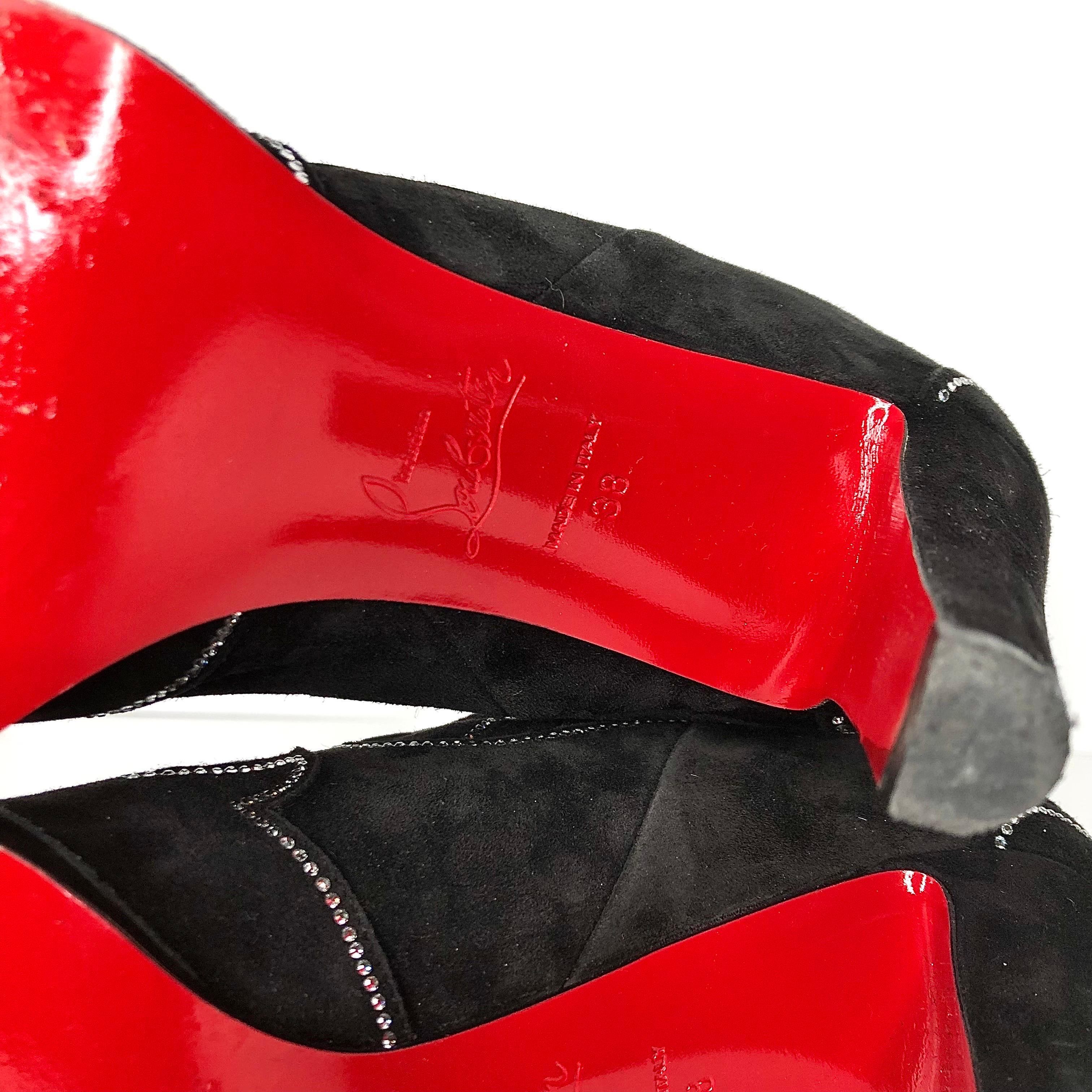 Christian Louboutin Santigag Strass 85 Stivali bassi in camoscio nero stile western 38 in vendita 4