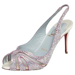 Christian Louboutin Satin Alta Spina Strass Slingback Sandals Size 35.5