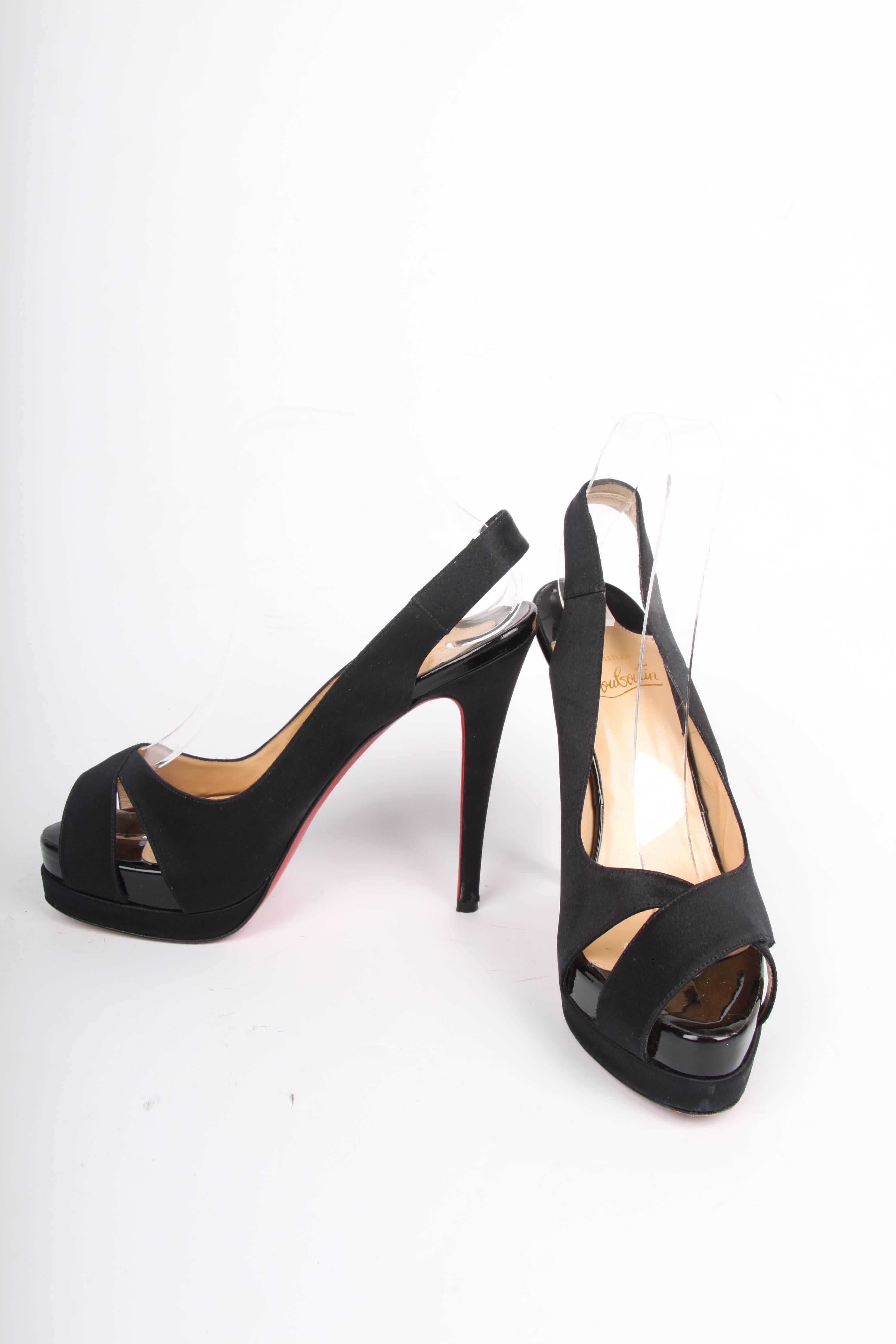 Christian Louboutin Satin and Patent Leather Pumps - black In Good Condition In Baarn, NL