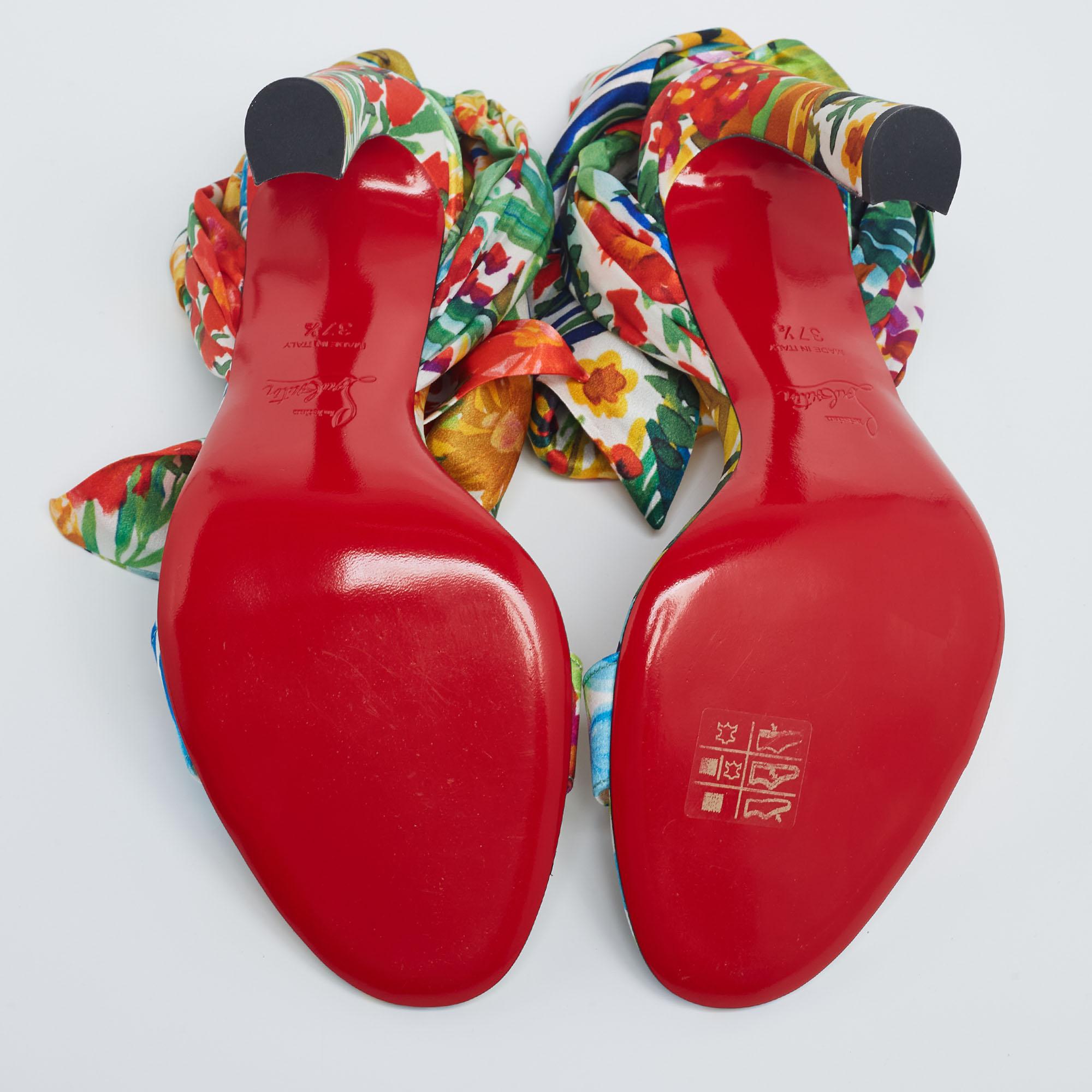 Christian Louboutin Satin Crosse Du Desert Ankle Tie Sandals Size 37.5 2