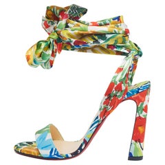Christian Louboutin Satin Crosse Du Desert Ankle Tie Sandals Size 37.5