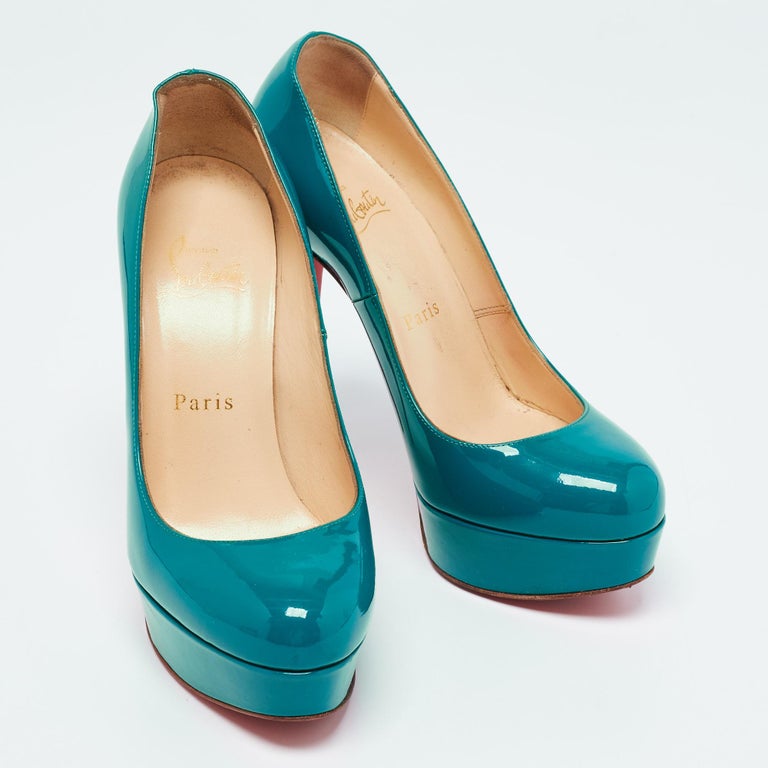 Christian Louboutin Sea Green Patent Leather Bianca Platform Pumps Size