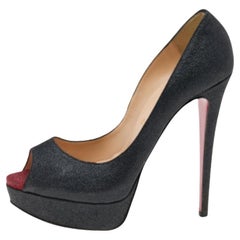 Christian Louboutin Shimmer Fabric Very Prive Peep Toe Platform Pumps Size 38.5