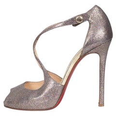 Christian Louboutin Shiny Leather Button Heel Sandals 38.5