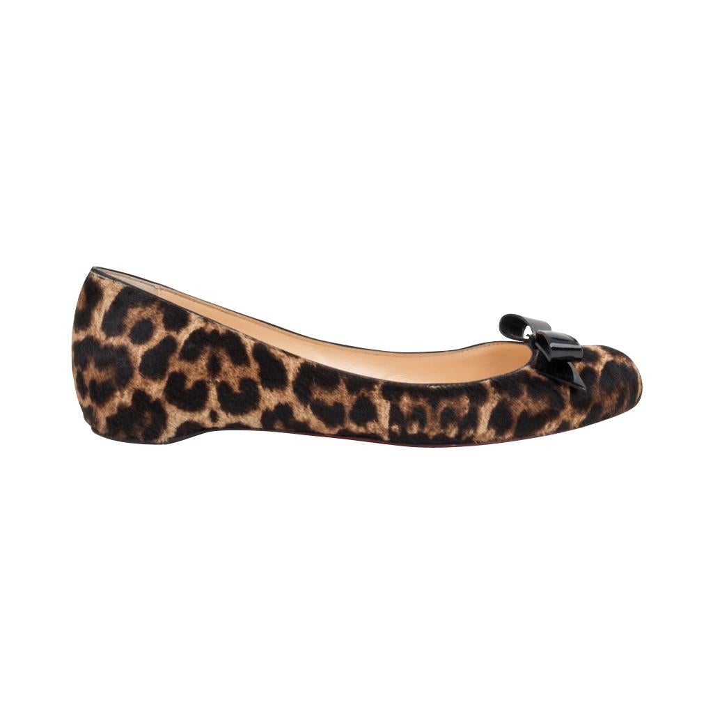 Beige Christian Louboutin Shoe Ballet Flat Leopard Print 39 / 9 