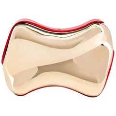 Used Christian Louboutin Shoepeaks Lacquered-Trimmed Metal Clutch