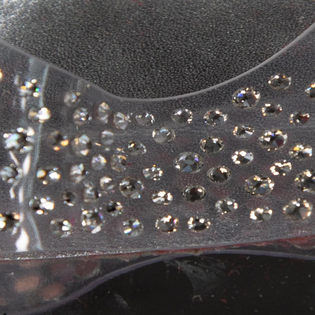 Christian Louboutin Silver Degramule 85 Embellished Mules Size IT 37.5 1