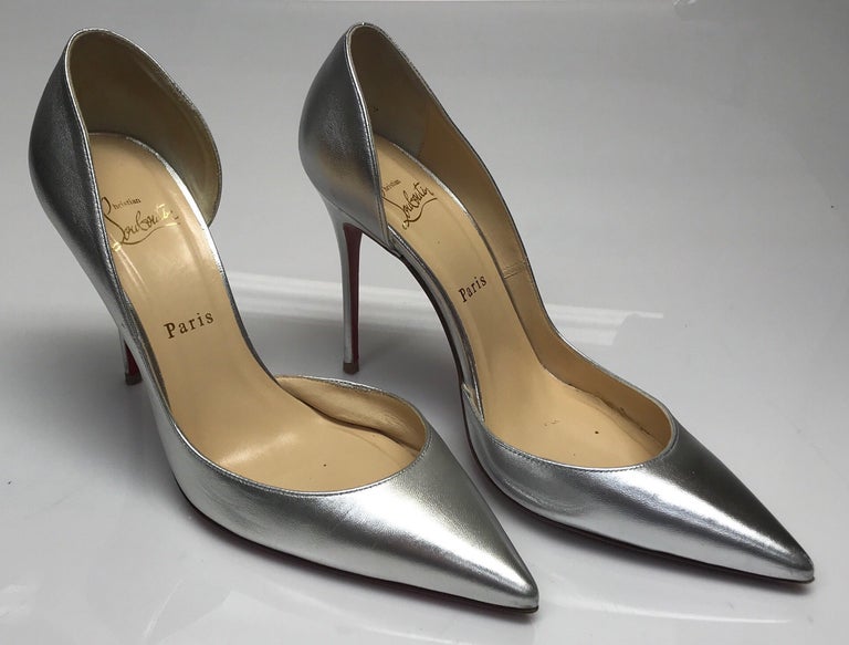 christian louboutin silver flats