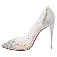Christian Louboutin Silver Glitter and PVC Degrastrass Pumps Size 39