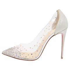 Christian Louboutin Silver Glitter and PVC  Degrastrassista Pumps Size 40.5