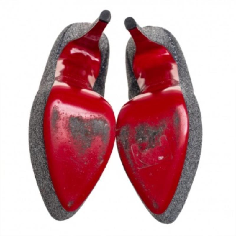 Christian Louboutin Silver Glitter Daffodile Pumps Size 36.5 For Sale 2