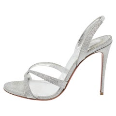 Christian Louboutin Silver Glitter Emilie Sandals Size 37