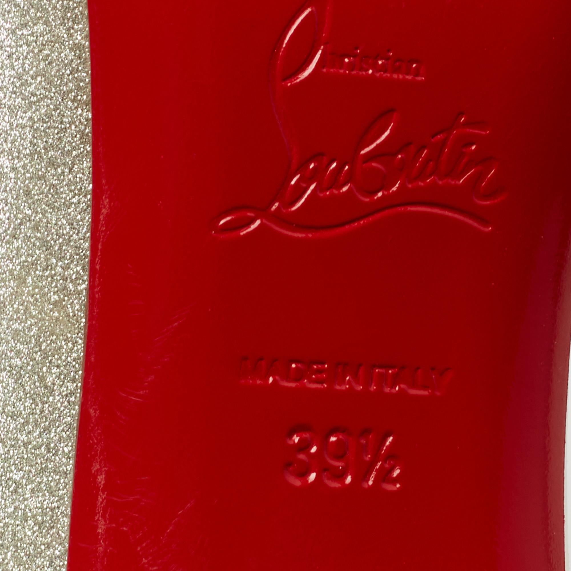 Christian Louboutin Silver Glitter Iriza Pumps Size 39.5 In Good Condition In Dubai, Al Qouz 2