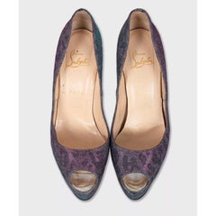 Christian Louboutin Silver Glitter Open Toe Heels - EU 40