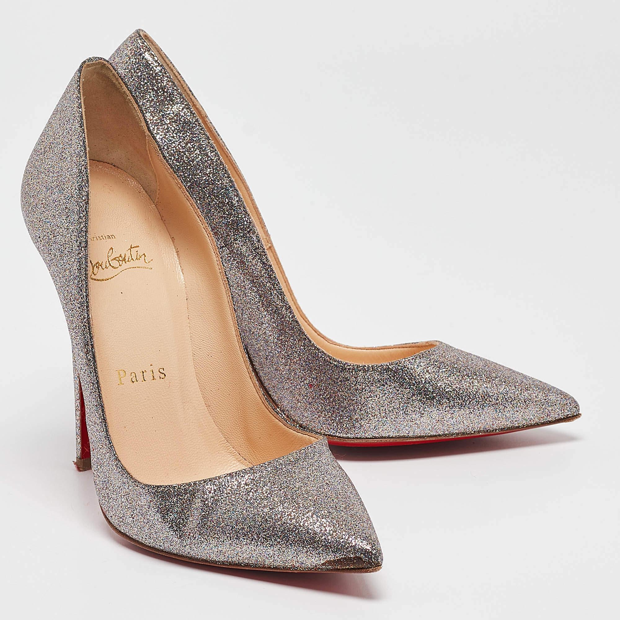 Christian Louboutin Silver Glitter So Kate Pumps Size 35 In Fair Condition In Dubai, Al Qouz 2