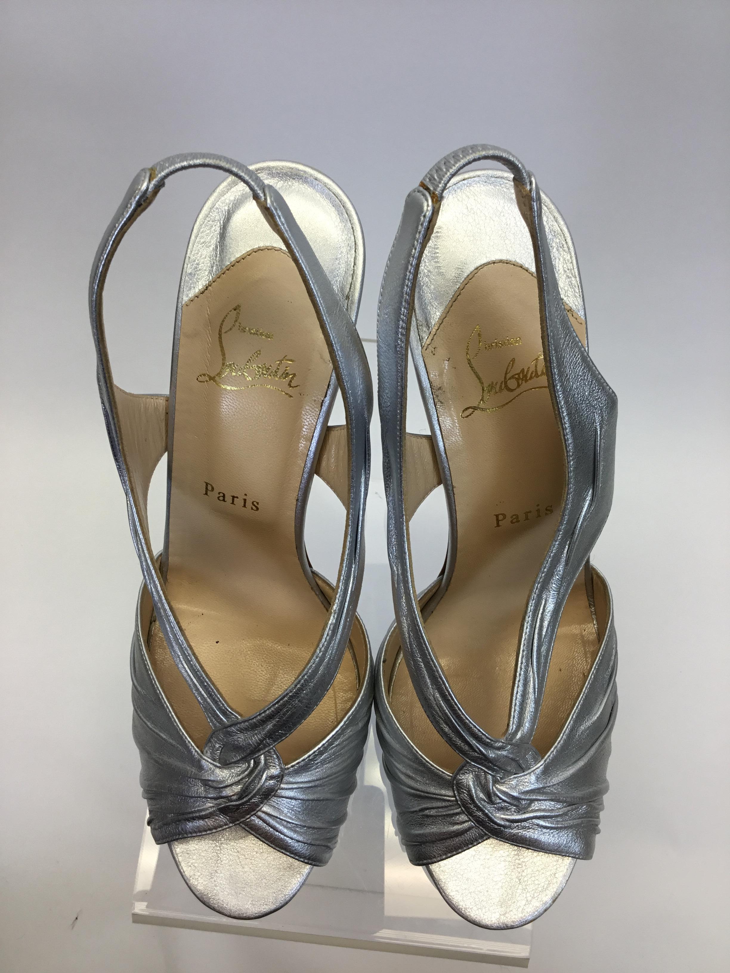Women's Christian Louboutin Silver Heels For Sale