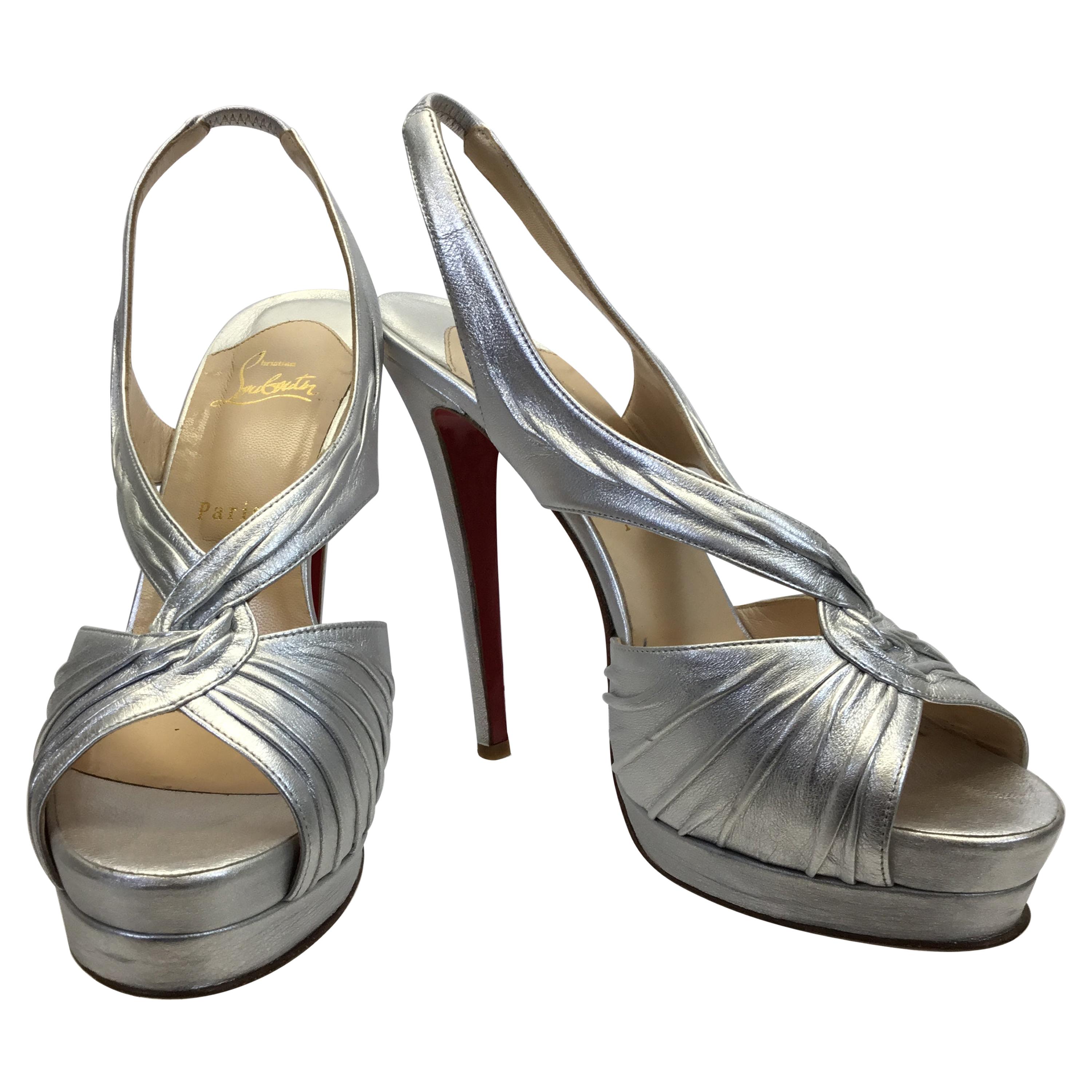 Christian Louboutin Silver Heels For Sale