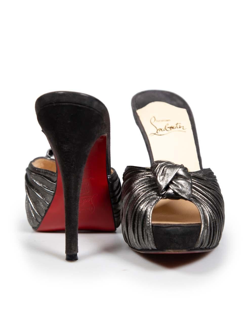 Black Christian Louboutin Silver Knot Detail Sandals Size IT 38 For Sale
